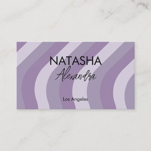 Lila Flüssigkeitsstrom Groovy Streifen Y2K Muster Visitenkarte (Vorderseite)