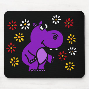 Lila Flusspferd-und Gänseblümchen-x-ykunst Mousepad