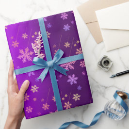 Lila Foil Neon Snowflakes Packpapier