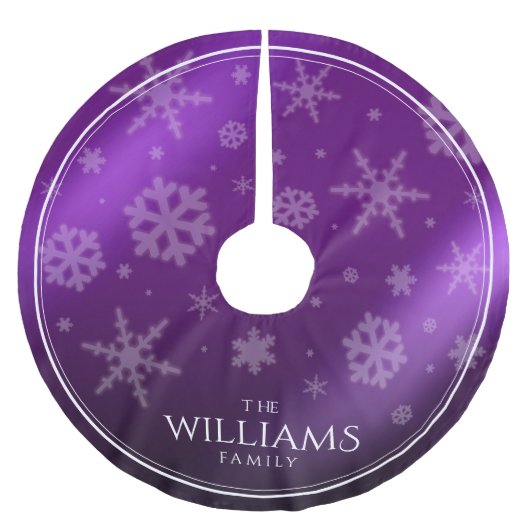 Lila Foil Schneeflocken Polyester Weihnachtsbaumdecke (Vorderseite)