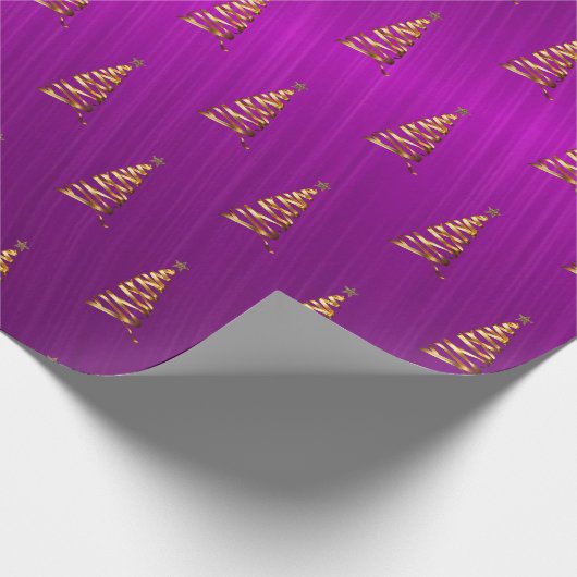 Lila Foil stilisierte Weihnachtsbaumwrapping Paper Geschenkpapier (Ecke)