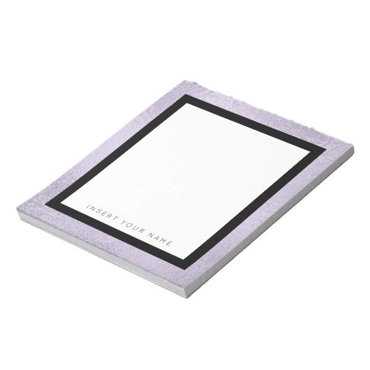 Lila Folie und schwarze Grenze Notepad 5.5" x 6" Notizblock (Rotiert)