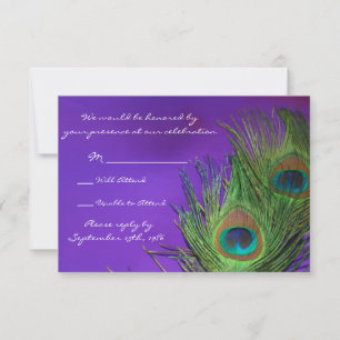 Lila Folien-Pfau-Hochzeits-RSVP-Karten RSVP Karte