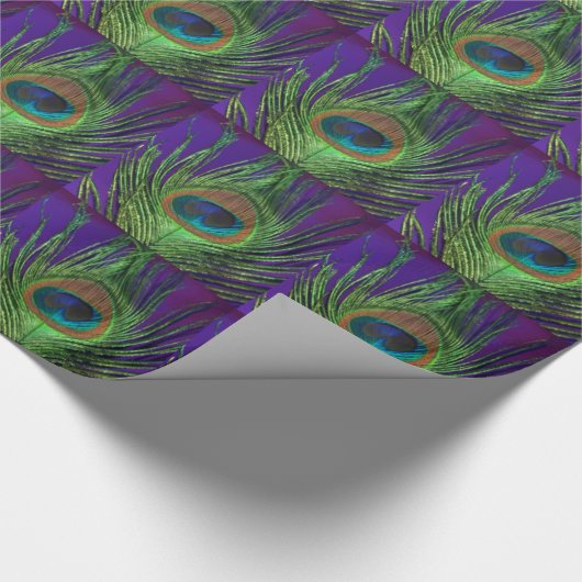 Lila Folien-Single-Pfau Geschenkpapier (Ecke)