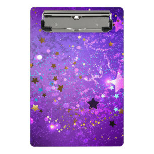 Lila Folienhintergrund mit Sternen Mini Klemmbrett