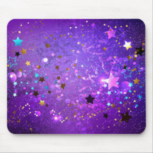 Lila Folienhintergrund mit Sternen Mousepad