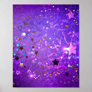 Lila Folienhintergrund mit Sternen Poster