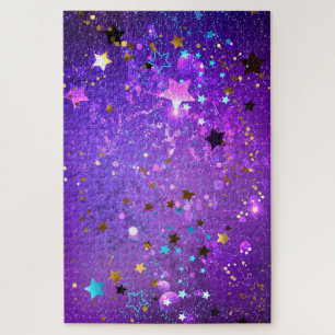 Lila Folienhintergrund mit Sternen Puzzle