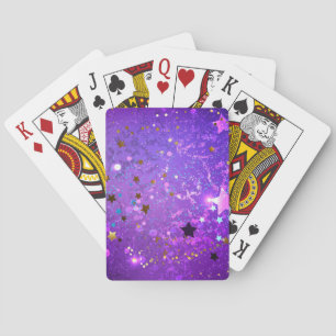 Lila Folienhintergrund mit Sternen Spielkarten