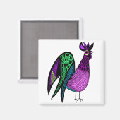 Lila Folk Art Rooster Magnet (Vorderseite/Rückseite)