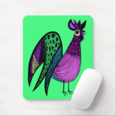 Lila Folk Art Rooster Mousepad (Mit Mouse)