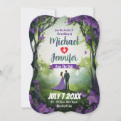 Lila Forest Wedding Custom Foto Save the Date Einladung (Vorderseite)