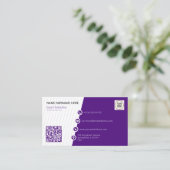 Lila formaler QR-Code Beruflich modern Visitenkarte (Stehend Vorderseite)