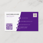 Lila formaler QR-Code Beruflich modern Visitenkarte (Vorderseite)