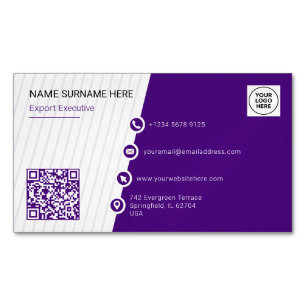Lila formeller QR-Code modern Magnetische Visitenkarte