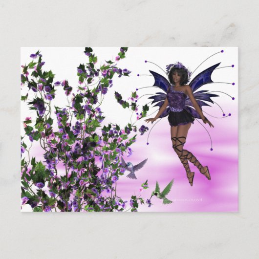 Lila Föte mit Hummingvögeln Postkarte 2 (Vorderseite)