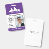 Lila Foto & 2 Logos Mitarbeiter-ID Ausweis (Vorder- & Rückseite)