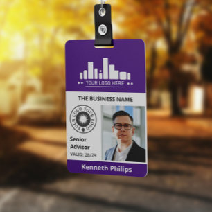 Lila Foto & 2 Logos Mitarbeiter-ID Ausweis