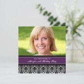 Lila Foto 50. Geburtstagsparty Einladungen (Stehend Vorderseite)