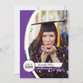 Lila Foto-Abschluss Einladung (Vorderseite)