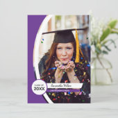 Lila Foto-Abschluss Einladung (Stehend Vorderseite)