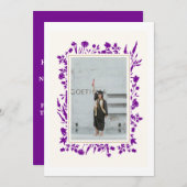 Lila Foto Abschluss Einladung (Vorne/Hinten)