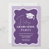 Lila Foto-Abschluss mit runder Rahmen Einladung (Vorderseite)