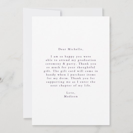 Lila Foto-Abschluss Wasserfarbe Dankeskarte (Rückseite)