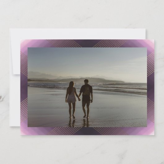 lila Foto aus Deko Save The Date (Rückseite)