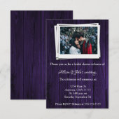 Lila Foto Brautparty aus Holz Einladung (Vorne/Hinten)