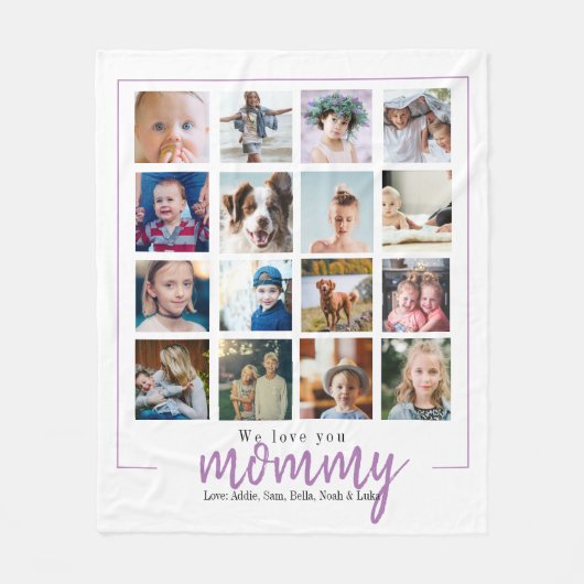 Lila Foto-Collage Mama Fleecedecke (Vorderseite)