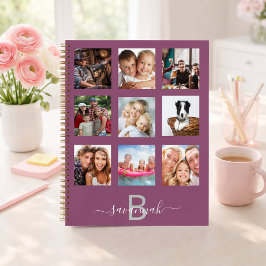 Lila Foto Collage Monogramm modernes Tagebuch Notizblock