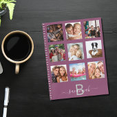 Lila Foto Collage Monogramm modernes Tagebuch Notizblock