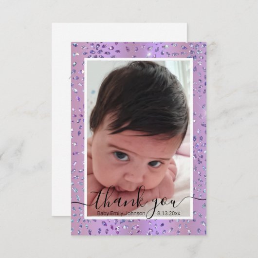 lila Foto Dankeskarte (Vorne/Hinten)