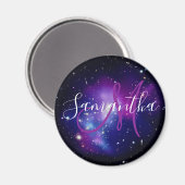 Lila Foto des Himmelsraums Mit Monogramm Magnet (Vorderseite/Rückseite)