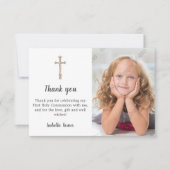 Lila Foto Erste Heilige Kommune Dankeschön Karte (Vorderseite)