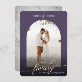 Lila Foto "Erste Schritte Verheiratet & Fenster" Save The Date