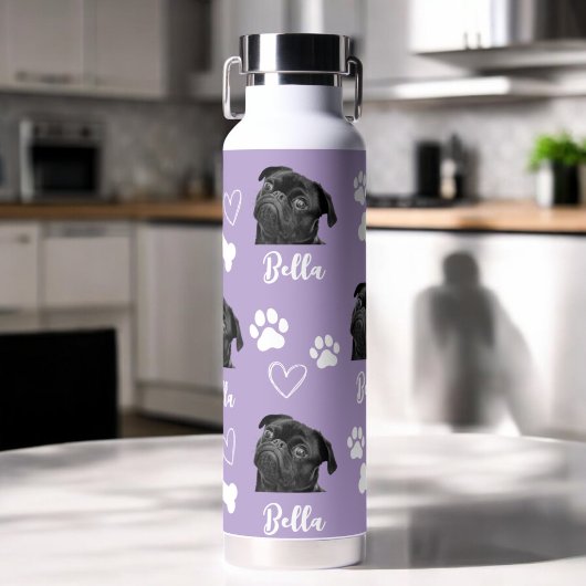 Lila Foto für benutzerdefinierte Liebe Paw Print Trinkflasche