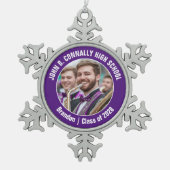 Lila Foto für die Hochschule Schneeflocken Zinn-Ornament (Vorderseite)