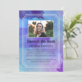 Lila Foto-Gedenkankündigung Einladung (Stehend Vorderseite)