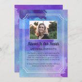 Lila Foto-Gedenkankündigung Einladung (Vorne/Hinten)