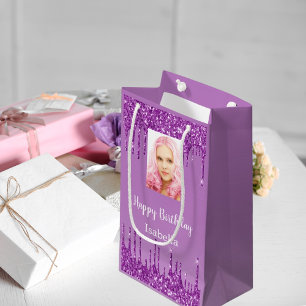Lila Foto Glitter-Tropfen Foto Geburtstag Kleine Geschenktüte