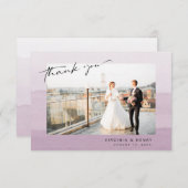 Lila Foto-Hochzeit Dankeskarte (Vorne/Hinten)