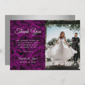 Lila Foto-Hochzeit Dankeskarte (Vorne/Hinten)