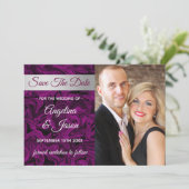 Lila Foto-Hochzeit Save The Date (Stehend Vorderseite)