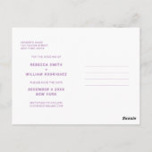 Lila Foto Hochzeit Speichern Sie das Datum der Ein Postkarte (Rückseite)
