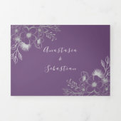 Lila Foto Hochzeit Tri-Fold Einladung (Cover)