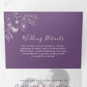 Lila Foto Hochzeit Tri-Fold Einladung (Innen Erste Seite)