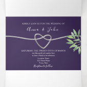 Lila Foto Hochzeit Tri-Fold Einladung (Innenseite Mitte)