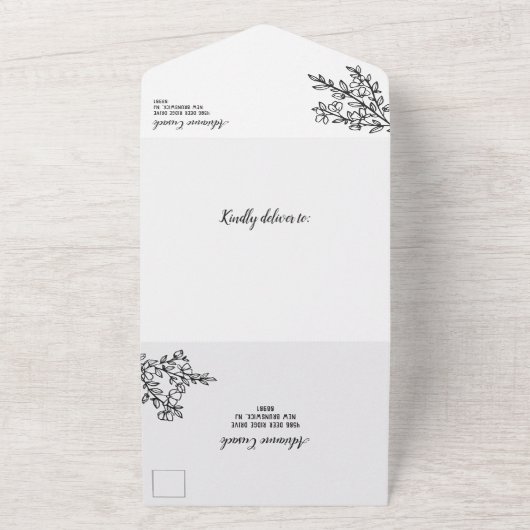 Lila Foto-Hochzeit von blühenden Branchen All In One Einladung (Außenbereich)